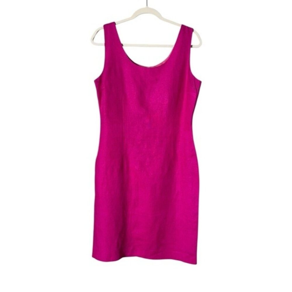 Sake Womens Linen Pink Midi Dress Size 12 Beachy Resort Cruise Party Coquette